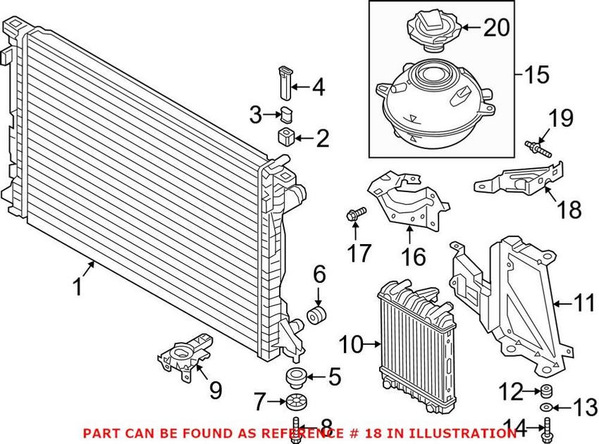 Genuine VW/Audi Engine Coolant Reservoir Bracket 80A121232D