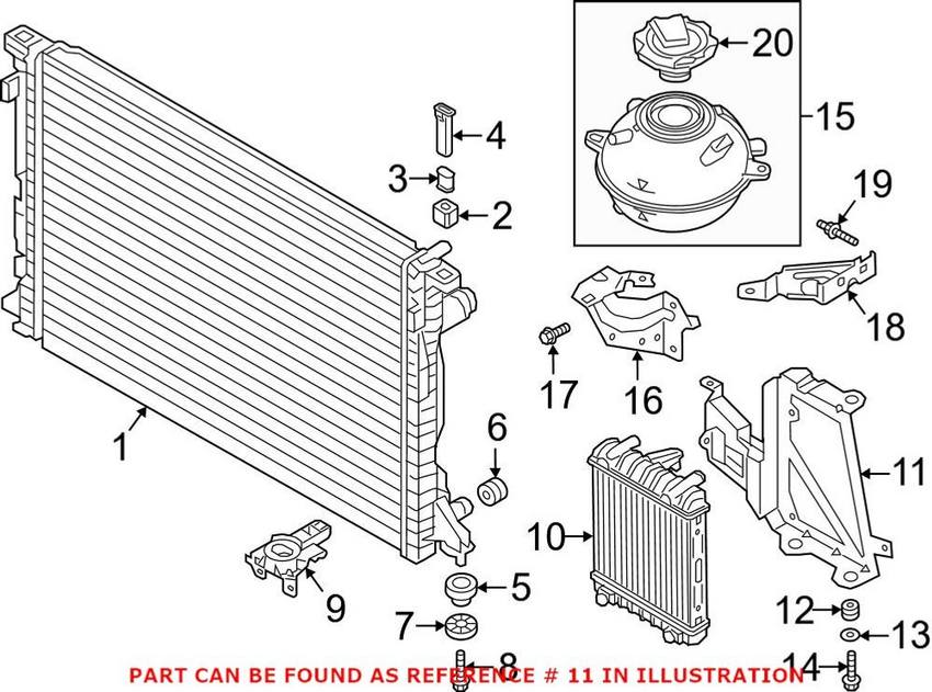 Genuine VW/Audi Radiator Mount Bracket 80A121261A