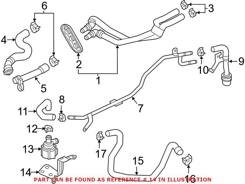 Genuine VW/Audi Engine Water Pump Bracket 80A121305E