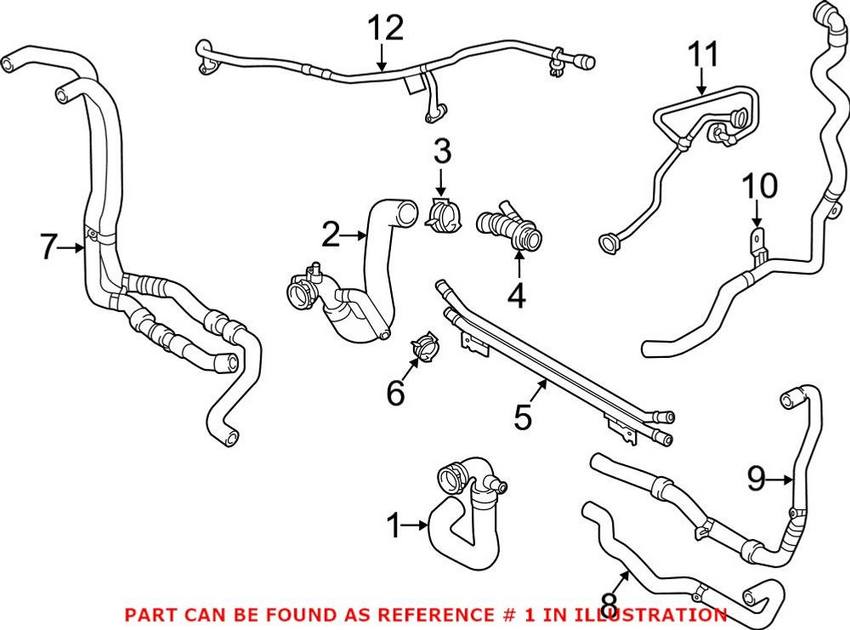 Genuine VW/Audi Radiator Coolant Hose – Upper 80A122101AD