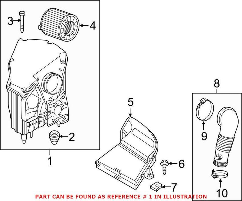Genuine VW/Audi Air Filter and Housing Assembly 80A133835AG – Genuine VW/Genuine VW/Audi