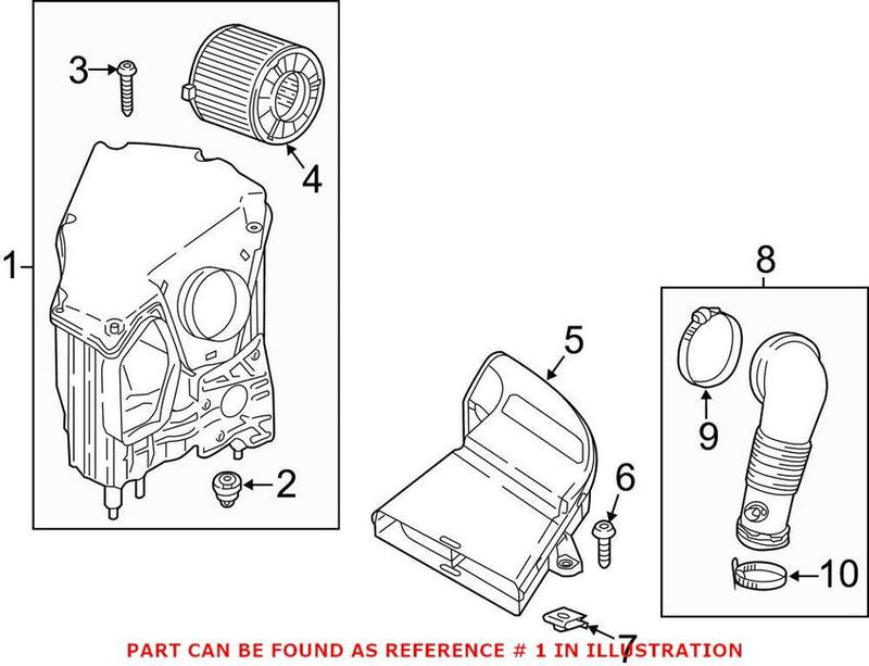 Genuine VW/Audi Air Filter and Housing Assembly 80A133835AL – Genuine VW/Genuine VW/Audi