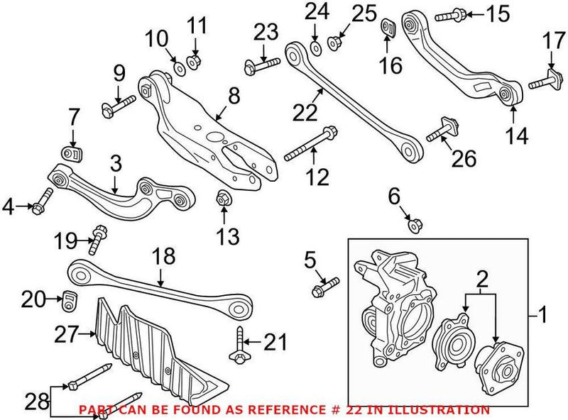 Genuine VW/Audi Lateral Arm – Rear Driver Side Rearward 80A501529A