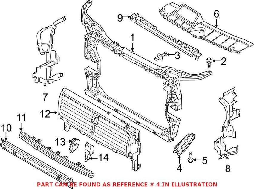 Genuine VW/Audi Radiator Support Bracket – Driver Side 80A805527