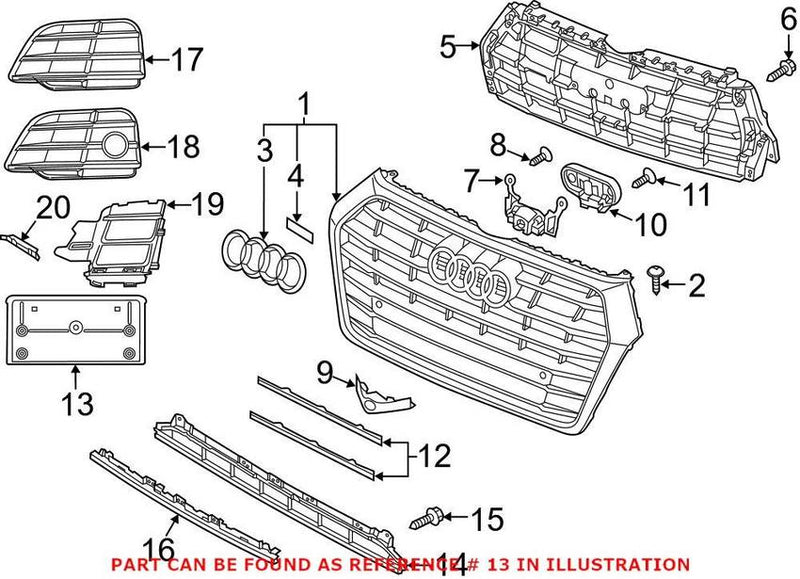 Genuine VW/Audi License Plate Bracket – Front 80A807285ARP5