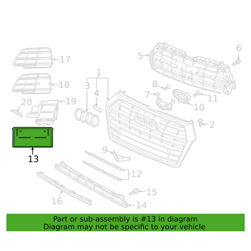 Genuine VW/Audi License Plate Bracket – Front 80A807285ARP5