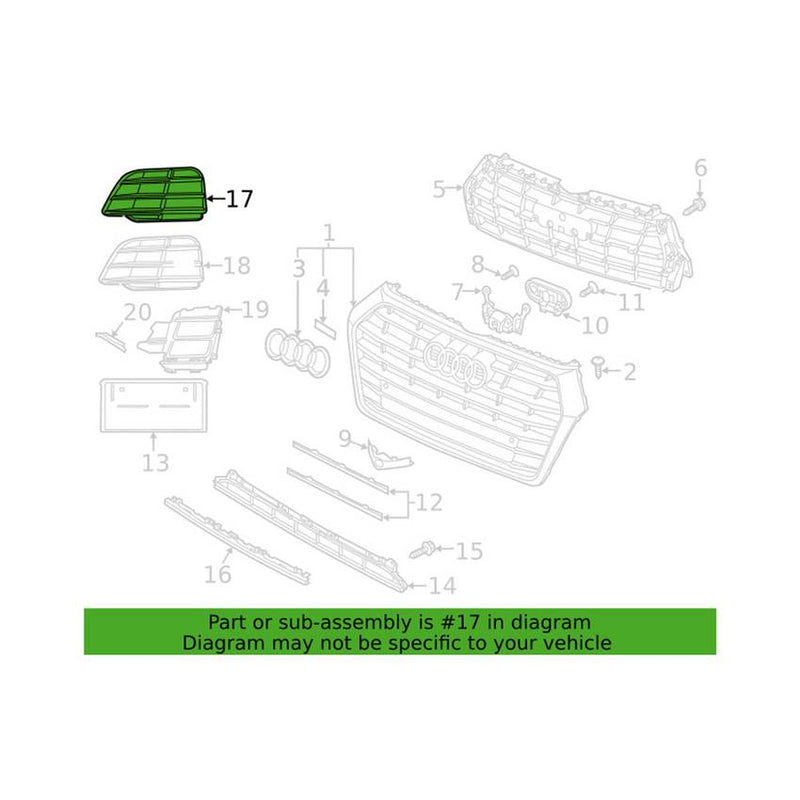 Genuine VW/Audi Grille – Front Driver Side 80A807679MRU6