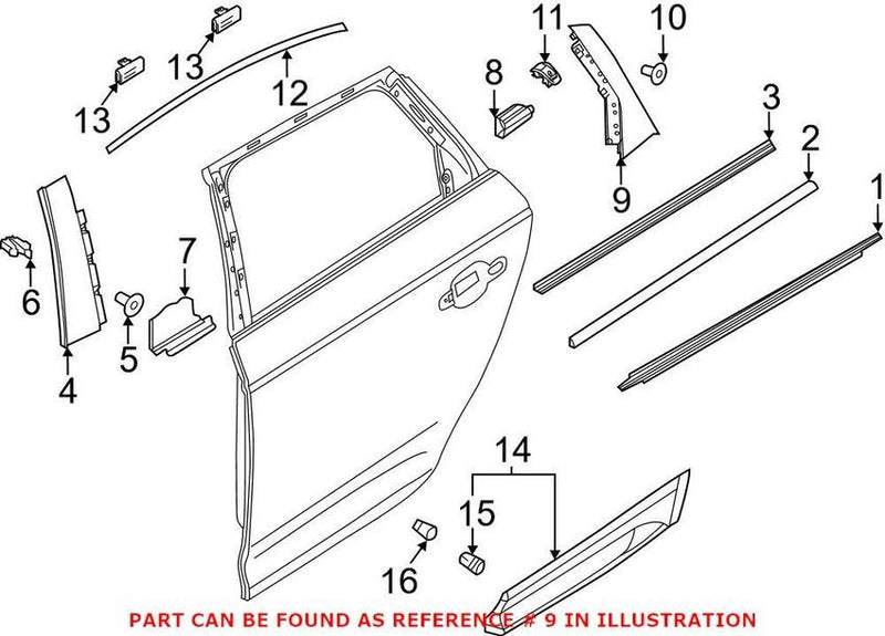 Genuine VW/Audi Door Applique – Rear Passenger Side Rearward 80A839904B5FQ