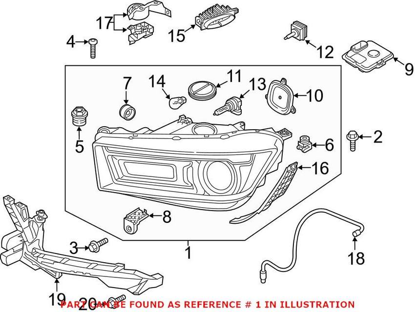 Genuine VW/Audi Headlight Assembly – Front Passenger Side 80A941044B