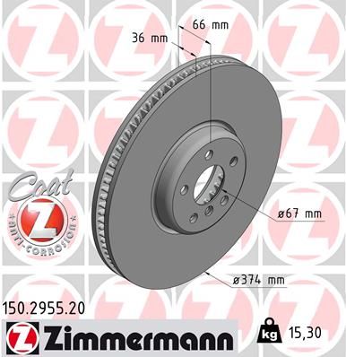 ZIMMERMANN COAT Z Brake Disc - 150.2955.20