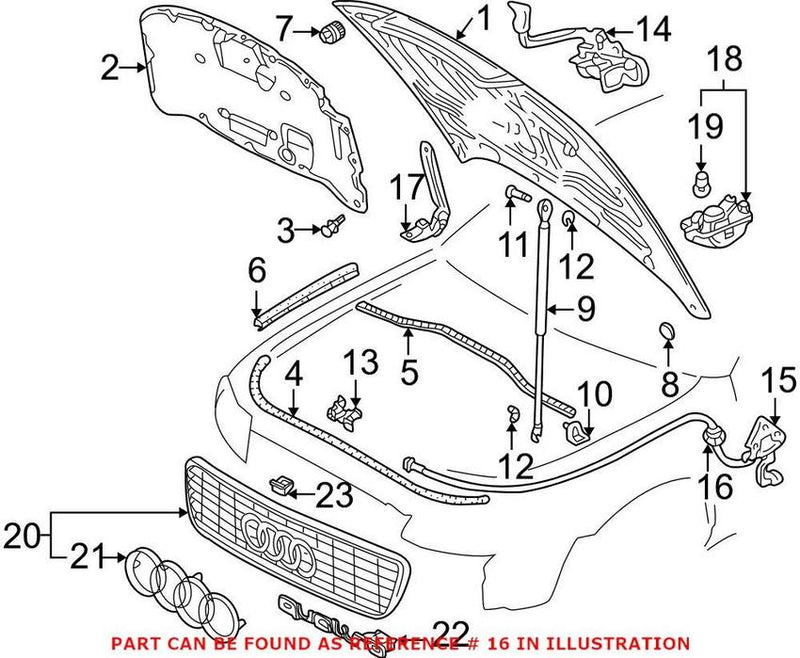 VW Hood Release Cable Grommet 8D0823591A