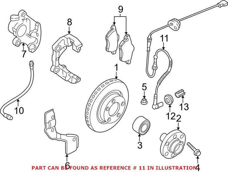 Genuine VW/Audi VW ABS Wheel Speed Sensor – Front 8D0927803