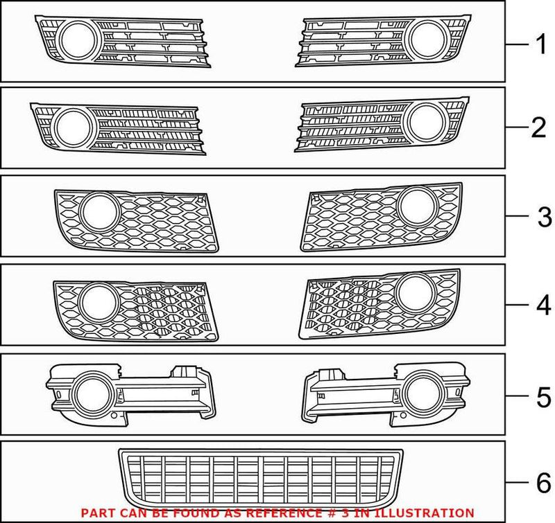 Genuine VW/Audi Grille – Front Driver Side Lower 8E0807681C01C
