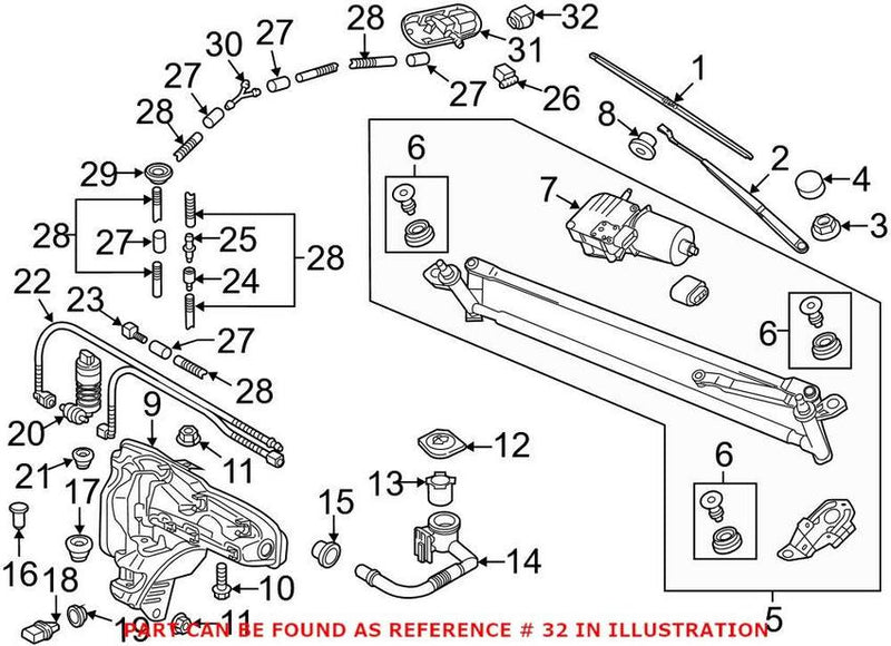 VW Windshield Washer Nozzle Connector 8E0973202