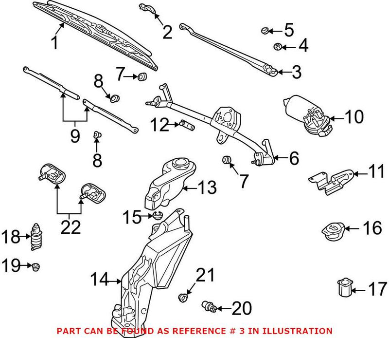 Genuine VW/Audi Windshield Wiper Arm – Passenger Side 8E1955408C