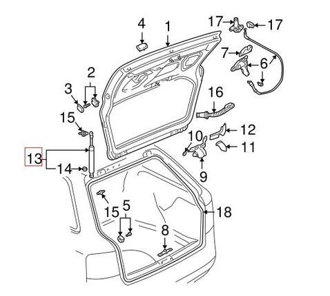 Genuine VW/Audi Hatch Lift Support 8E9827552K