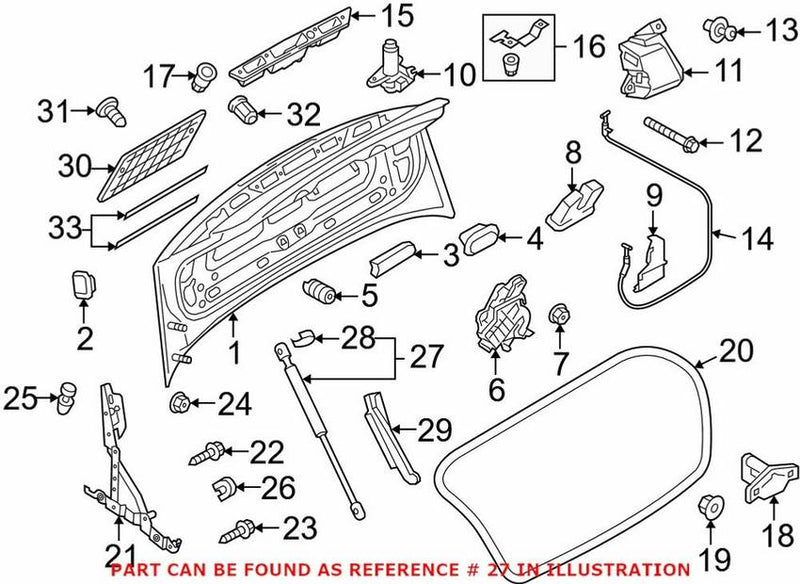 Genuine VW/Audi Deck Lid Lift Support 8F0827550A