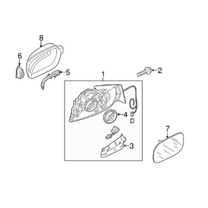 Genuine VW/Audi Side Mirror Cover – Driver Side (Un-painted) 8F0857527GRU