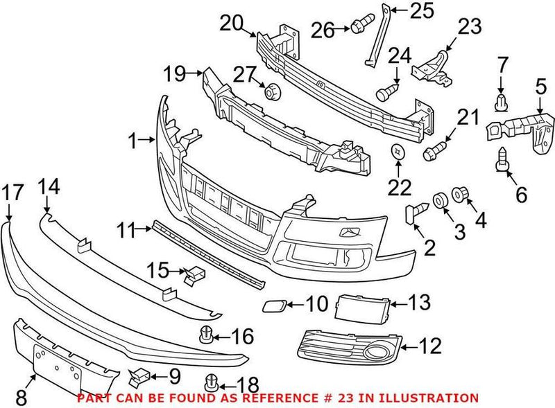 Genuine VW/Audi Bumper Impact Bar Bracket – Front Passenger Side 8J0806540A