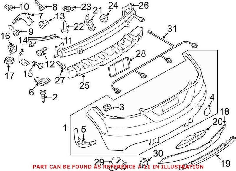 Genuine VW/Audi Bumper Cover Support Rail – Rear Passenger Side 8J0807484A