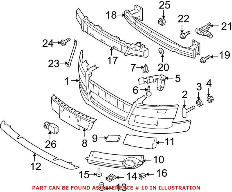 Genuine VW/Audi Grille – Front Passenger Side Outer 8J0807682B01C