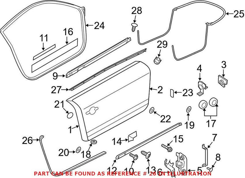 Genuine VW/Audi Door Seal – Front Passenger Side Outer 8J0837718A