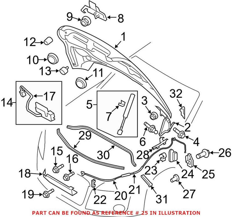 Genuine VW/Audi Hood Release Handle Bracket 8J1823633C