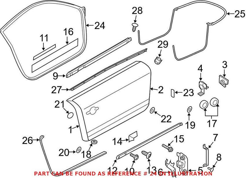 Genuine VW/Audi Door Seal – Front Driver Side Outer 8J8831707D