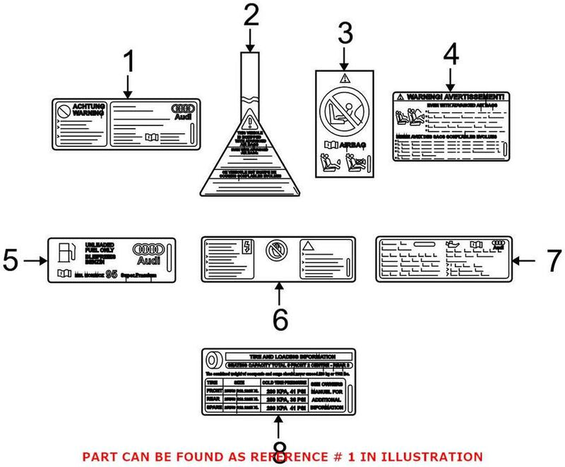 Genuine VW/Audi A/C System Information Label 8K0010515BG