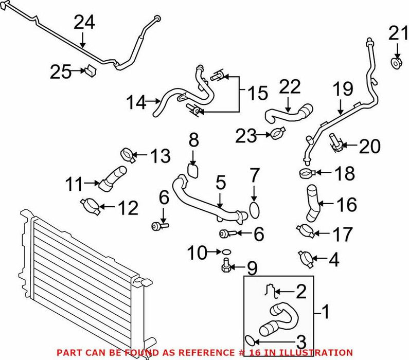 Genuine VW/Audi Engine Coolant Hose 8K0121109L