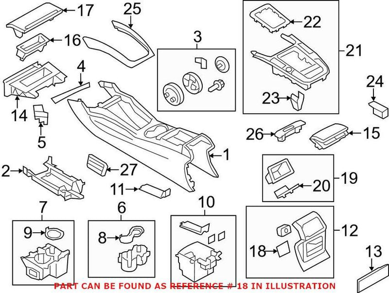 Genuine VW/Audi Console Lid 8K08643836PS