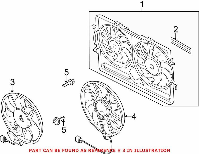 Genuine VW/Audi Engine Cooling Fan Motor – Passenger Side 8K0959455E