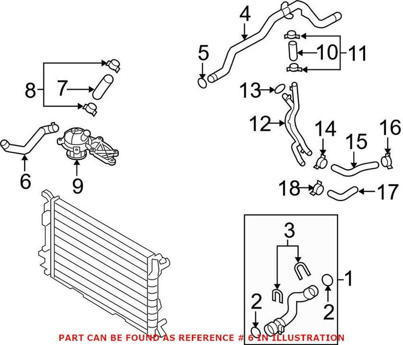 Genuine VW/Audi HVAC Heater Hose 8K1819373AF