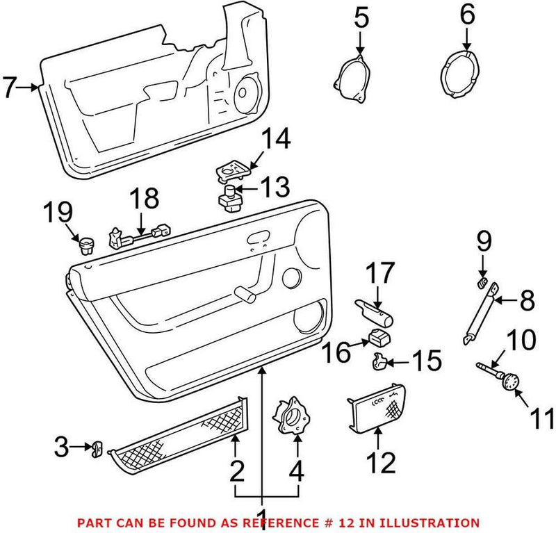 Genuine VW/Audi Speaker Cover – Front Driver Side (Heather Gray) 8N0035419A7NP