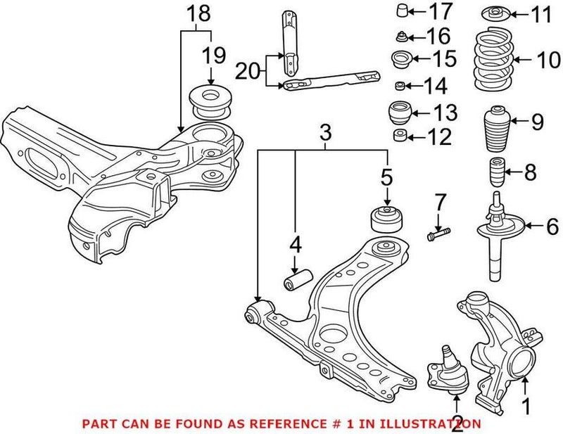 Genuine VW/Audi Steering Knuckle – Passenger Side 8N0407256H