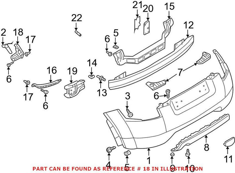 Genuine VW/Audi Bumper Cover Bracket – Rear Passenger Side Outer 8N0807484A