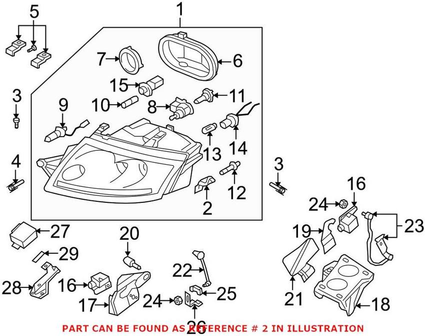 Genuine VW/Audi Headlight Bracket – Passenger Side 8N0941454