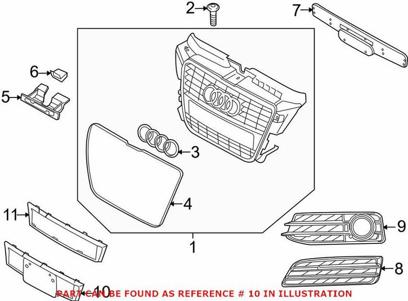 Genuine VW/Audi License Plate Bracket 8P0807287JT94
