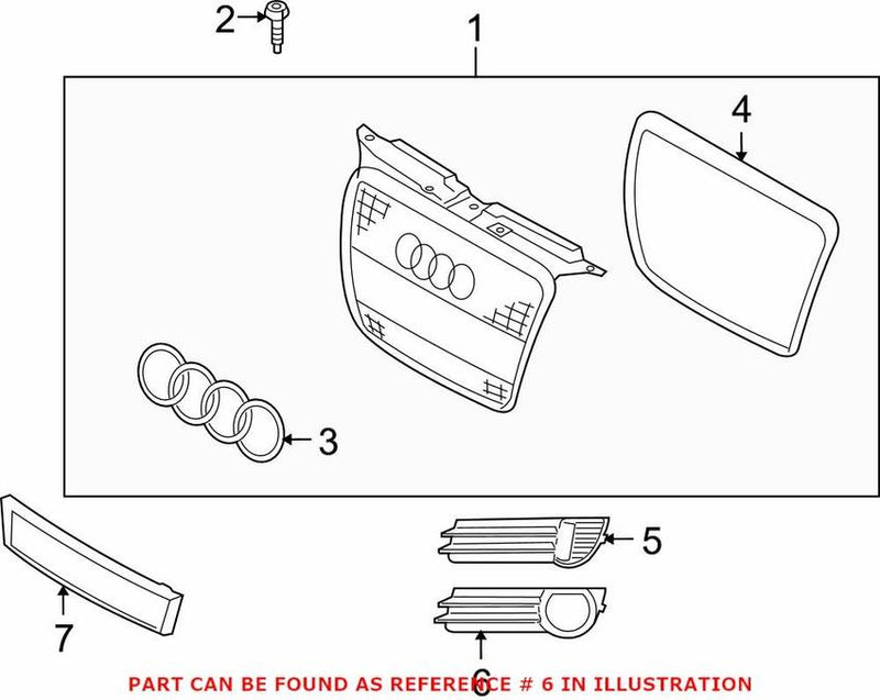 Genuine VW/Audi Grille – Front Passenger Side Lower 8P4807682B