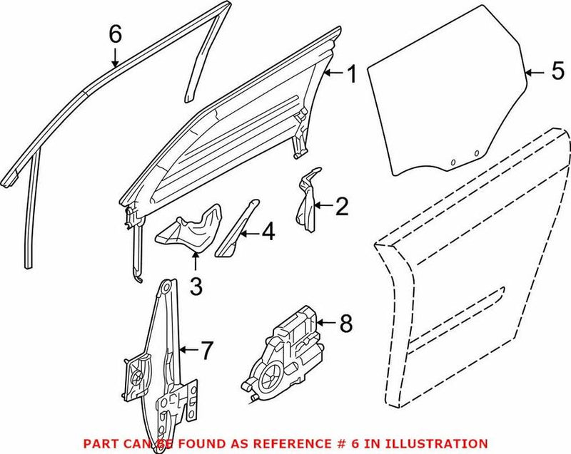 Genuine VW/Audi Window Channel – Rear Passenger Side 8P4839440B
