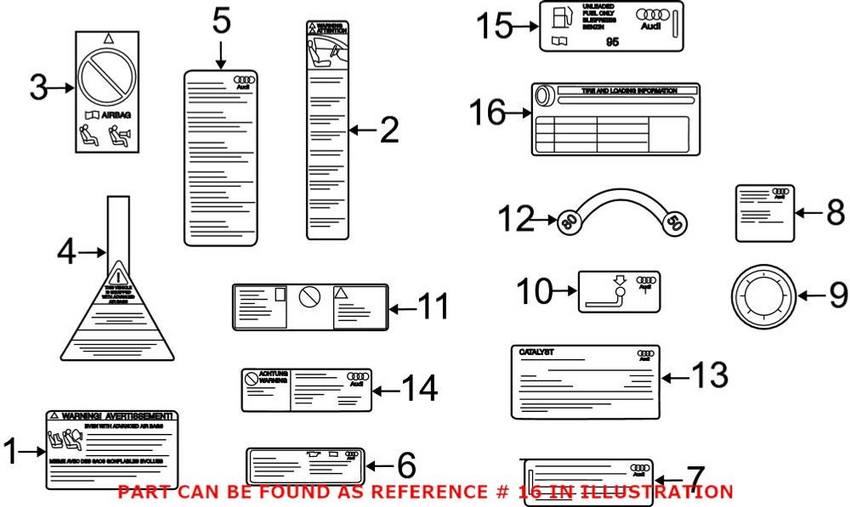 Genuine VW/Audi Tire Label 8R0010502BH