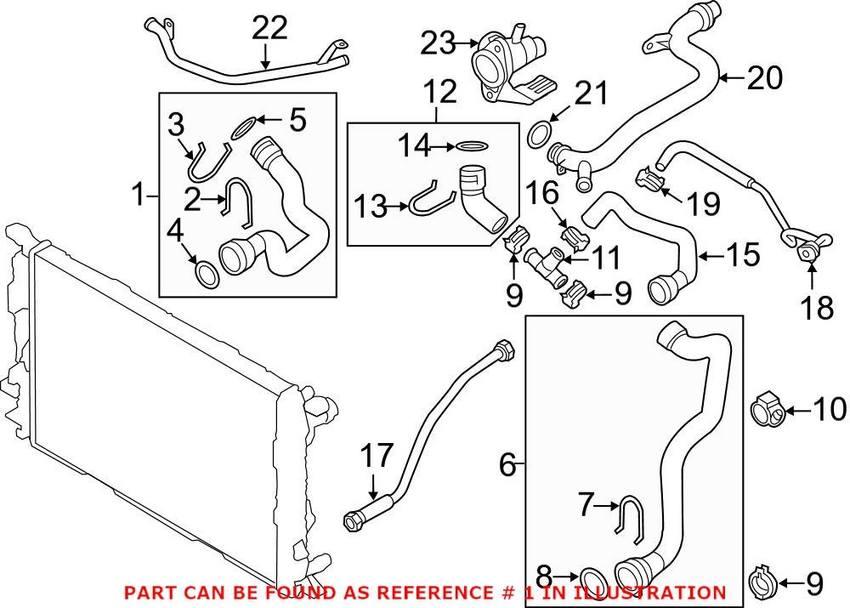 Genuine VW/Audi Radiator Coolant Hose – Upper 8R0121101