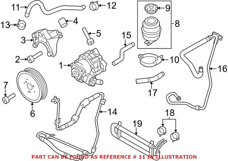 Genuine VW/Audi Power Steering Reservoir Hose 8R0422887L