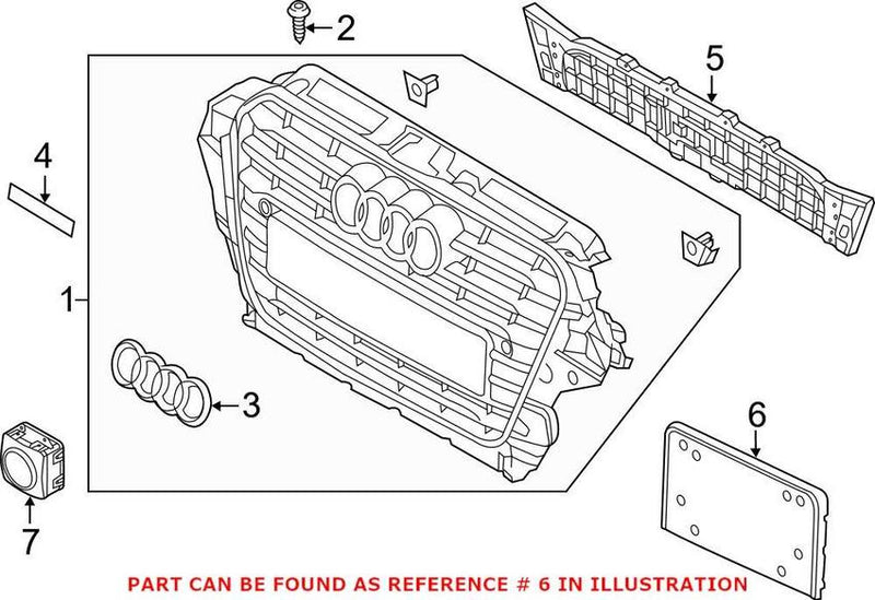 Genuine VW/Audi License Plate Bracket – Front 8R0807285S3FZ