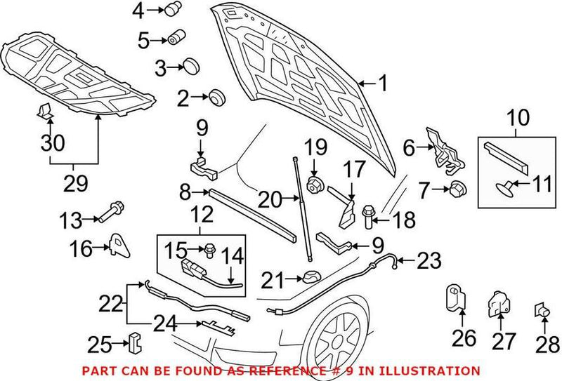 Genuine VW/Audi Hood Seal – Front Passenger Side 8R0823732A