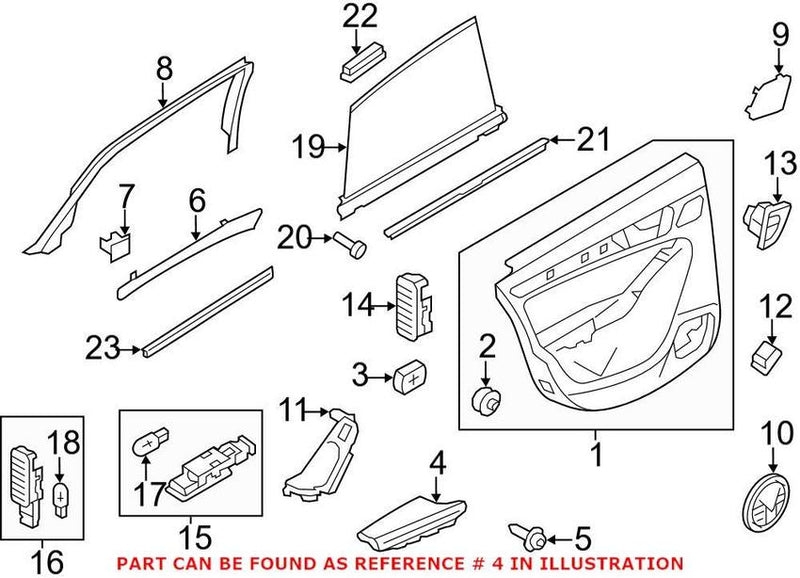 Genuine VW/Audi Door Armrest – Rear Driver Side 8R0867373SD1