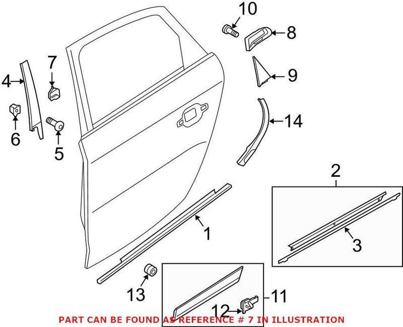 Genuine VW/Audi Door Seal – Rear Driver Side Forward 8R0867415