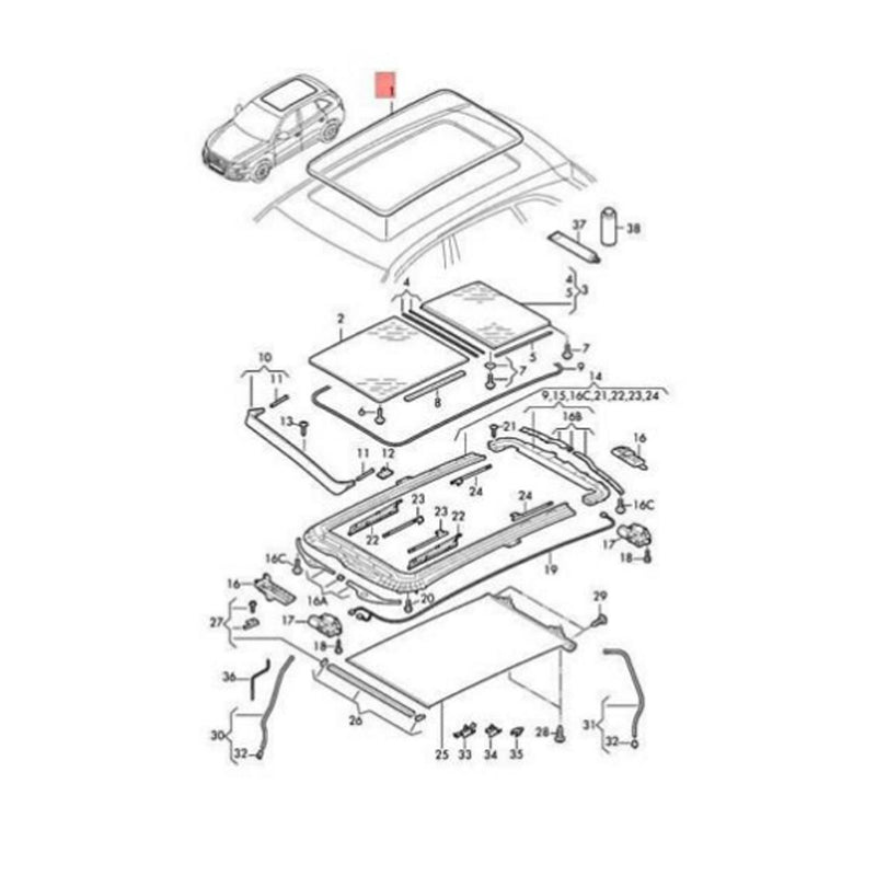 Genuine VW/Audi Sunroof Frame Gasket 8R0877459A – Genuine VW/Genuine VW/Audi