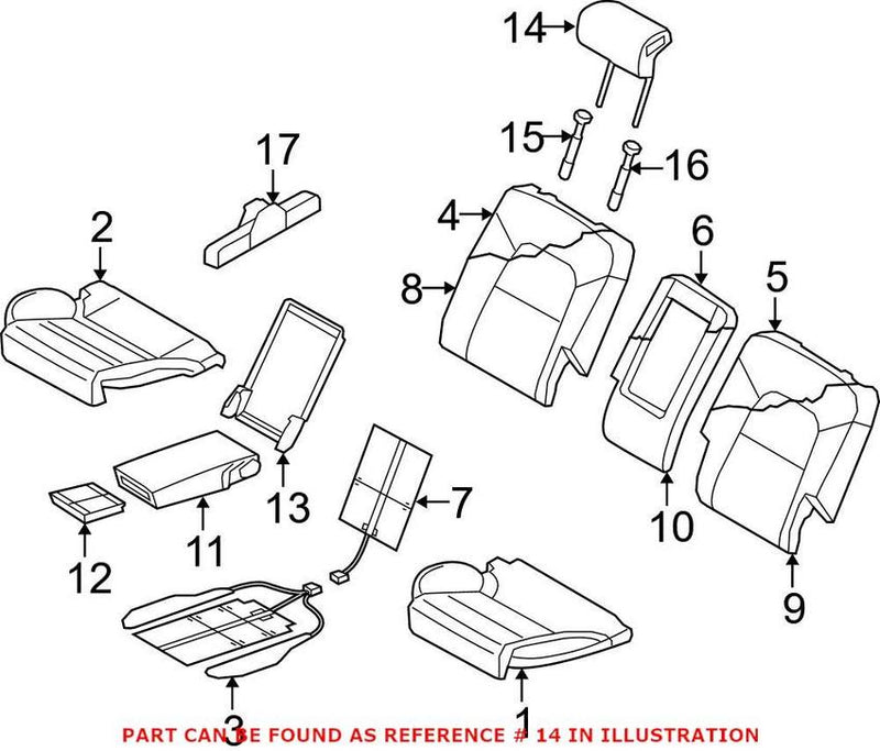 Genuine VW/Audi Headrest – Rear 8R0885973M38M