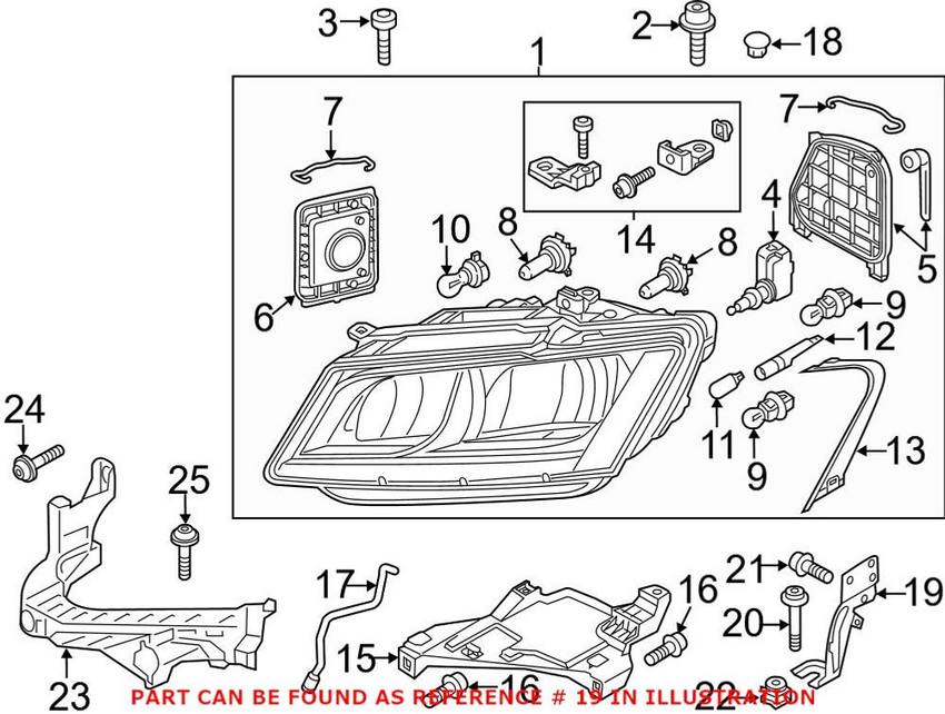 Genuine VW/Audi Headlight Bracket – Passenger Side 8R0941356